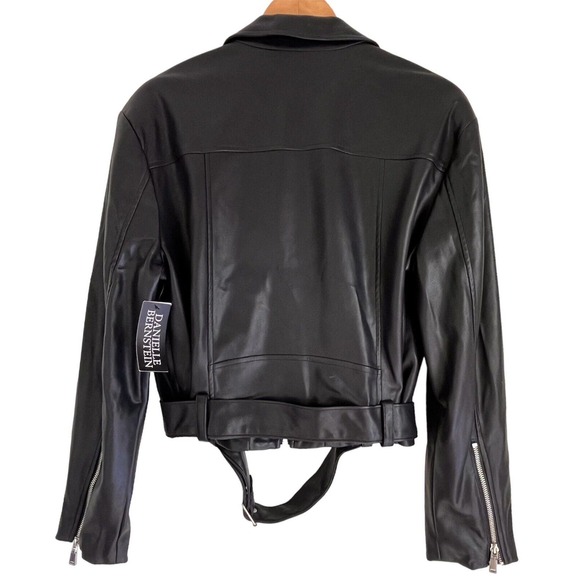 Danielle Bernstein Womens Faux-Leather Moto Motorcycle Jacket, Black, XL - Picture 4 of 13